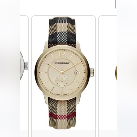 Burberry Silver and Black Watch with Plaid Band - Picture 1 of 4